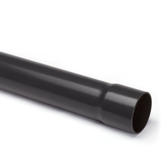 Omniplast pressure pipe with molded adhesive socket, PVC, dark grey, 40x1.9mm, 10 bar, l=5m, Kiwa