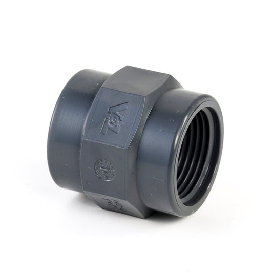 VDL threaded socket, PVC, 2x female thread, 10 bar, 1½" x 1½"