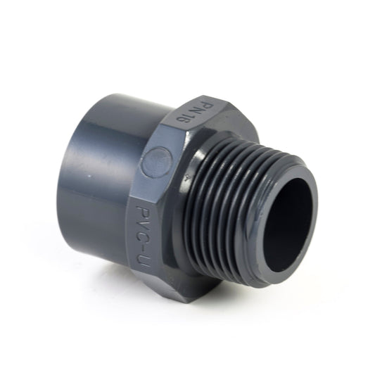 VDL threaded socket, PVC, internal glue x male thread, 16 bar, 25/32 mm x ¾"