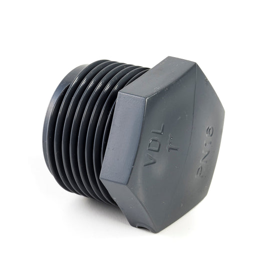 VDL threaded plug, PVC, 16 bar, 1x male thread, 1¼"