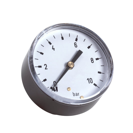 Bourdon tube pressure gauge with rear connection, dry version, 0 - 10 bar