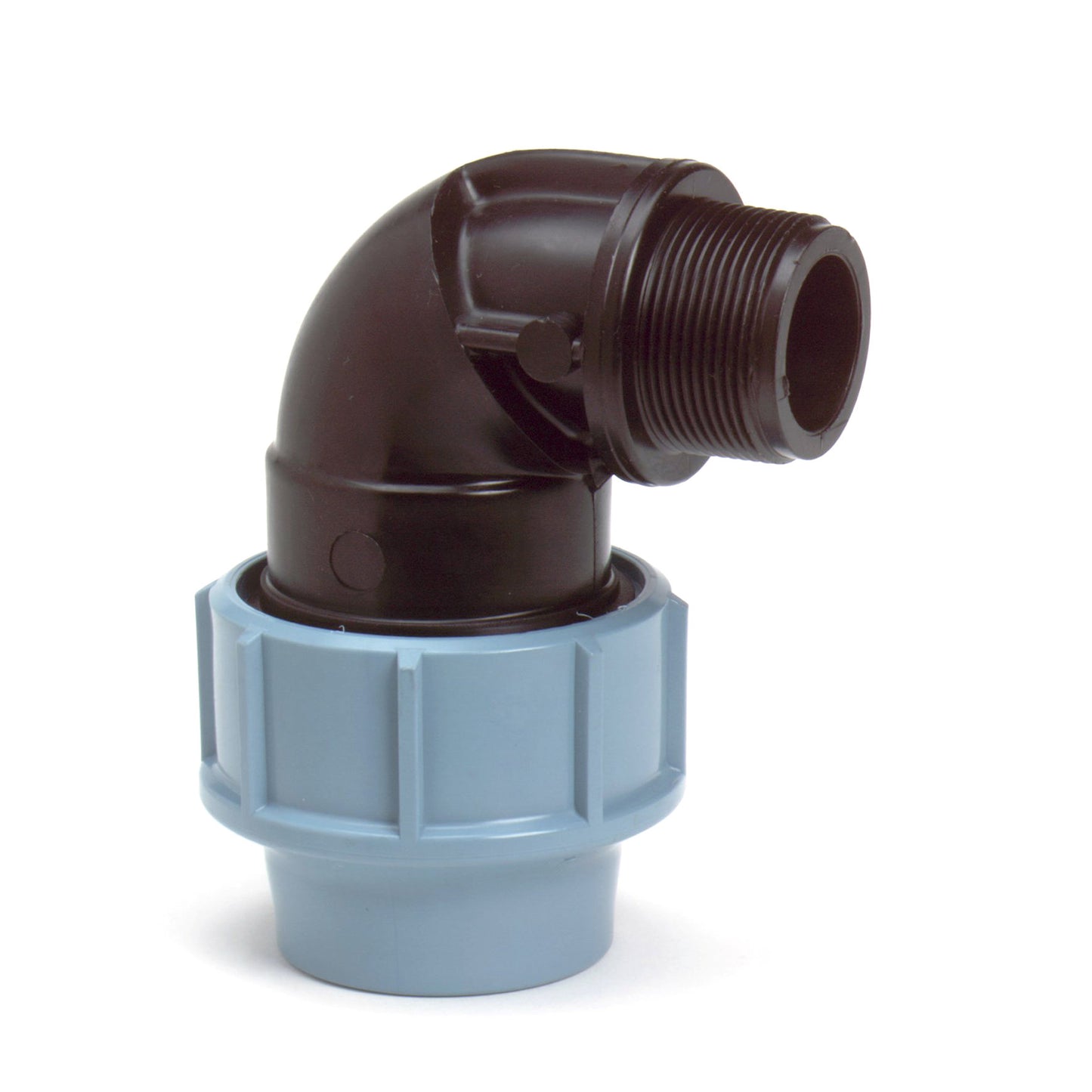 Unidelta elbow 90°, PP, clamp x male thread, Kiwa, 16 bar, 32 mm x ½"