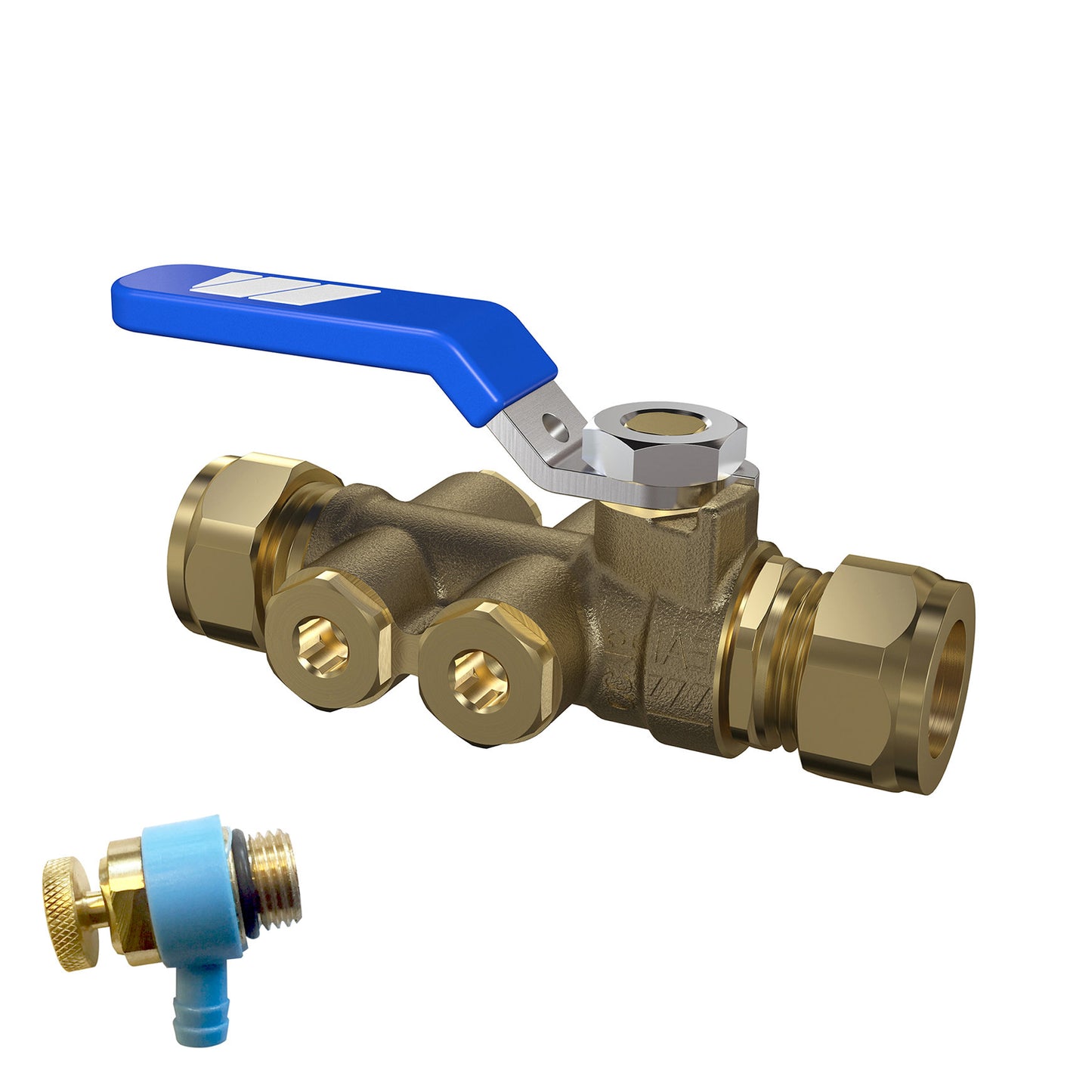Watts check valve, brass, EA protection, drain valve, incl. ball valve and lever, compression, 15 mm