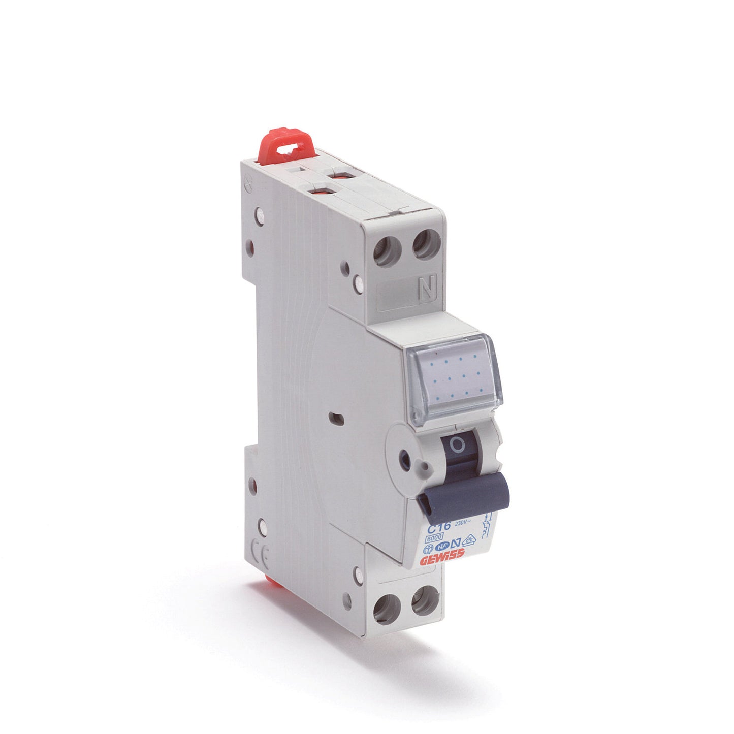 Gewiss compact miniature circuit breaker, 1P+N, 6 kA, C-charakteristic, 230 V, 16 A