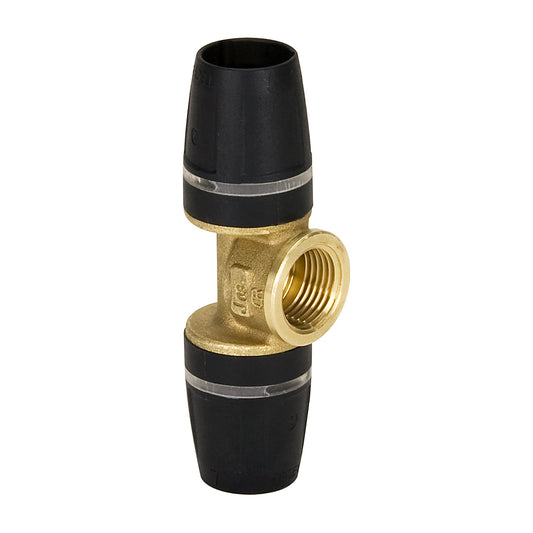 TECElogo threaded T-piece 90°, brass, 2x insert/female thread, 16 mm x ½" x 16 mm