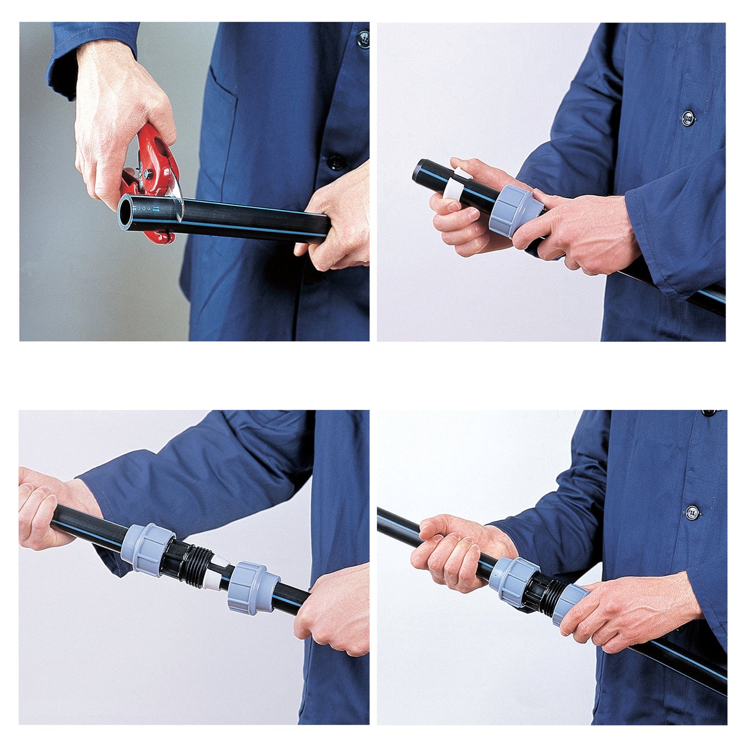 Unidelta elbow 90°, PP, clamp x male thread, Kiwa, 16 bar, 40 mm x 1½"